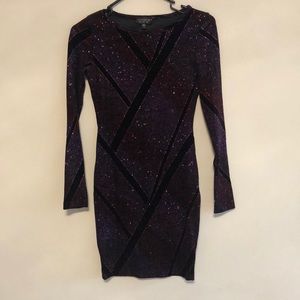 TOPSHOP Red Glitter Velvet Bodycon Party Dress